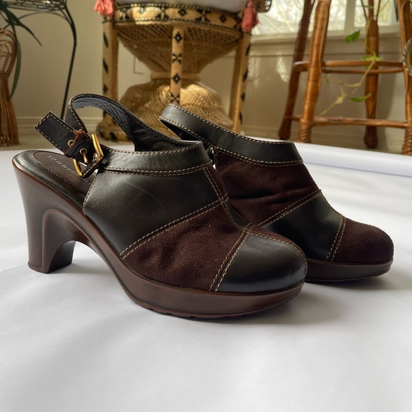 Tommy Hilfiger Patchwork Brown Suede Platform Mules (size 8) - Picture 6 of 6